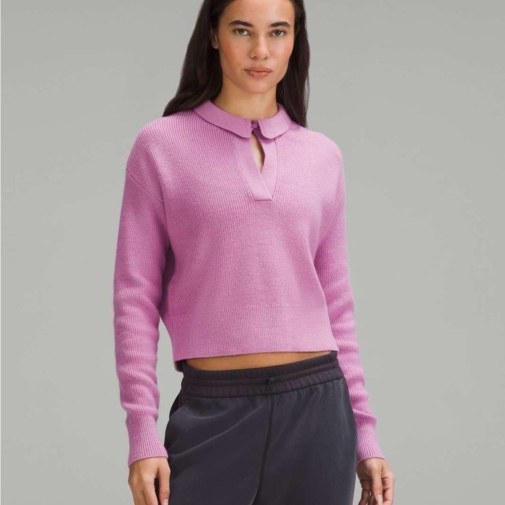 Lululemon Collared Merino Wool-Blend Sweater in Mauve